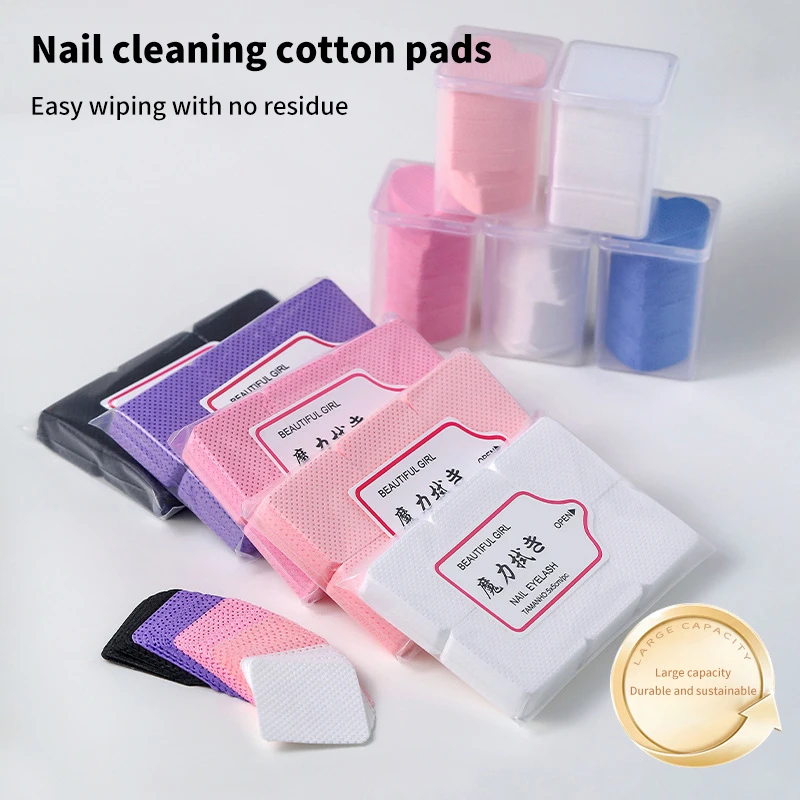200/300Pcs Nail Polish Lash Glue Remover Lint Free Cotton Pads Heart Square Wipes Manicure Pedicure Cleaning Tool