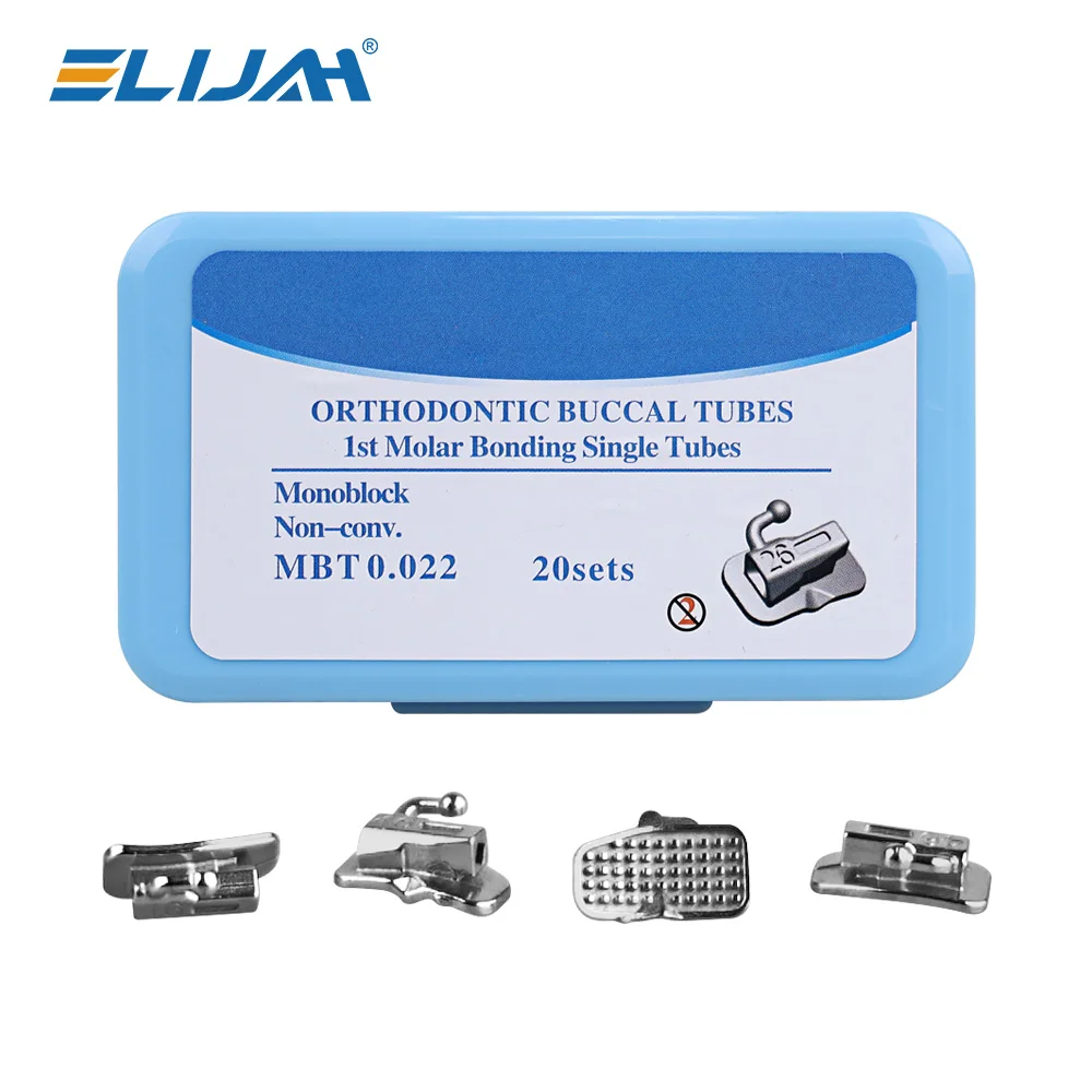 ELIJAH 80Pcs/20Sets Orthodontic  Buccal Tube Set Mesh Base Brakets Bondable Convertible Buccal Tubes Dental Orthodontic