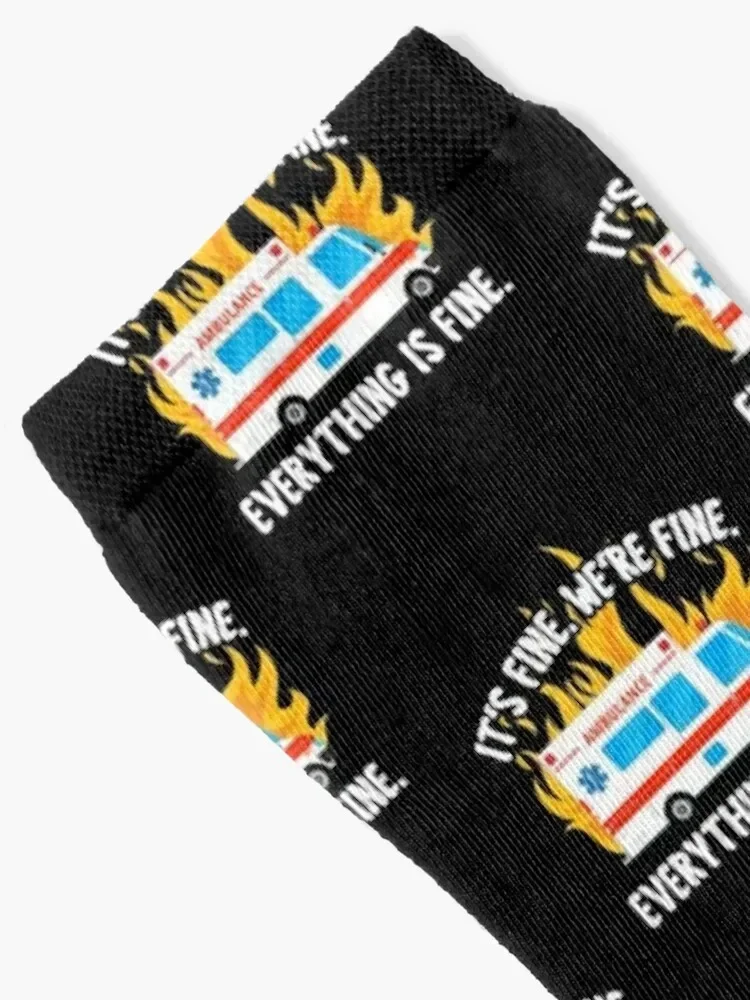 EMT Paramedic EMS It's Fine We're Fine Ambulance Crew Socks professional running cartoon Socks Man Women's