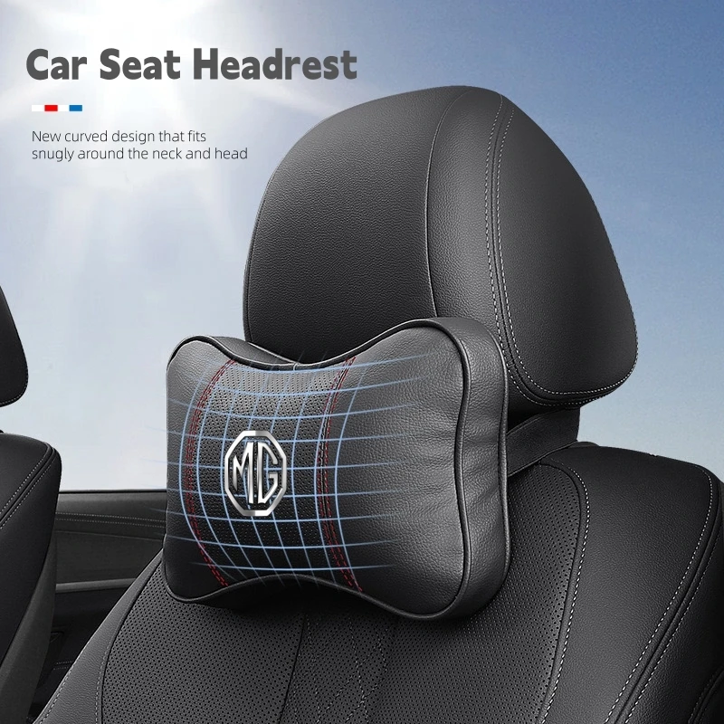 

Car Seat Headrest Auto Logo Neck Pillow Accessories For MG HS MG4 EV Cyber X MARVEL R ZS ES5 ONE Cyberster MG3 MG5 MG7 MG6 EZS