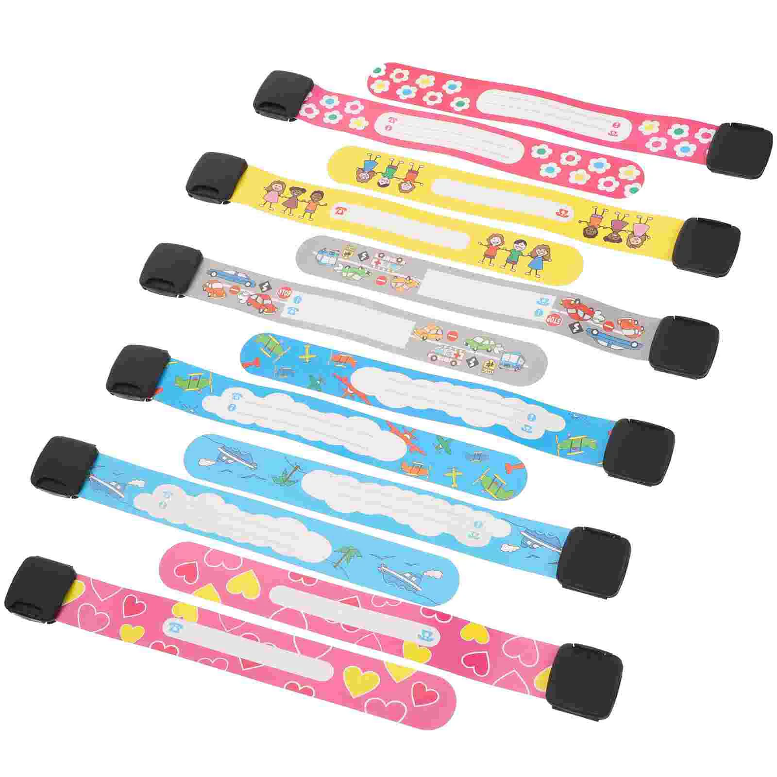 Bracelets d'identification de sécurité réglables pour enfants, bracelets d'identification étanches, fournitures d'activités de plein air, motif aléatoire, 20 pièces