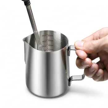 Coffee Milk Frothing Jug Latte Art Milk Frother Pitcher Stainless Steel Measurement Jug…