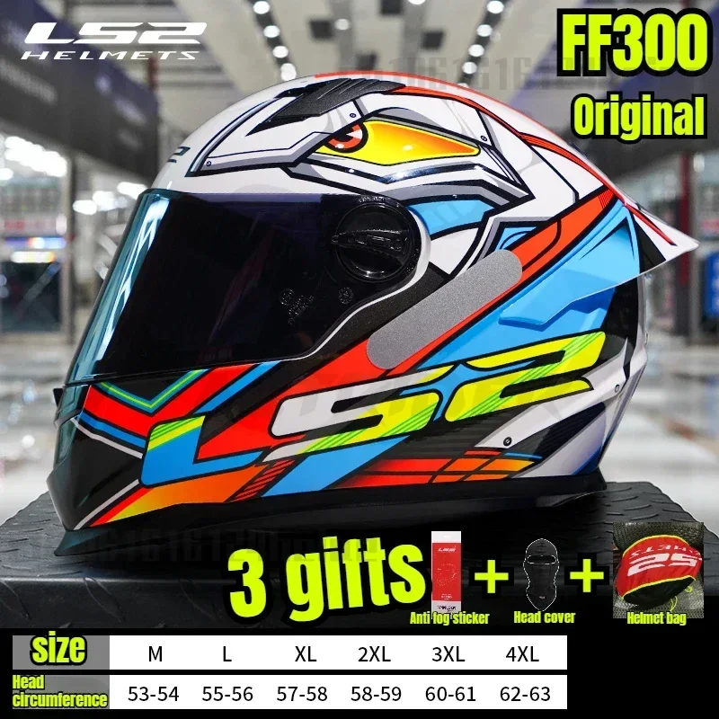 

LS2 FF300 motorcycle helmet anti fog lens motorcycle full helmet for men women all season motocross large tail wing helmet