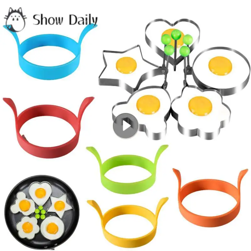 5 Shapes Stainless Steel Fried Egg Shaper Egg Mold DIY Breakfast Egg Pancake Rings Sandwich Kitchen Tools Utensil Baking Tools