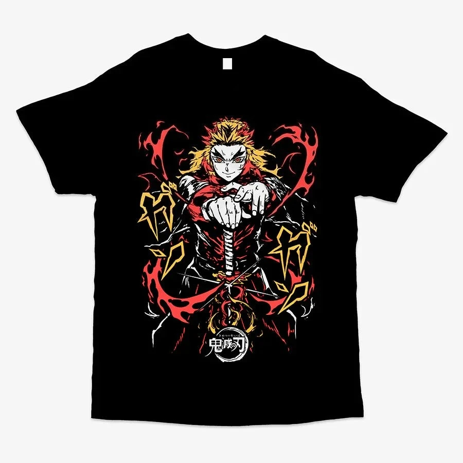 Demon Slayer Kyojuro Rengoku Flame Hashira Anime Graphic T Shirt Manga Streetwear Cotton Oversized Tee