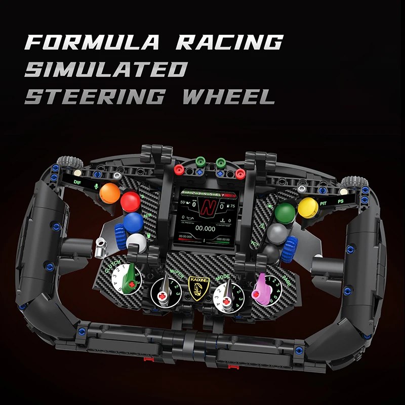 Simulation Steering Wheel Formula Racing Vehicle Creative Blocks MOC Building Toys Gifts for Kids Boy Adult Room Ornament 867pcs