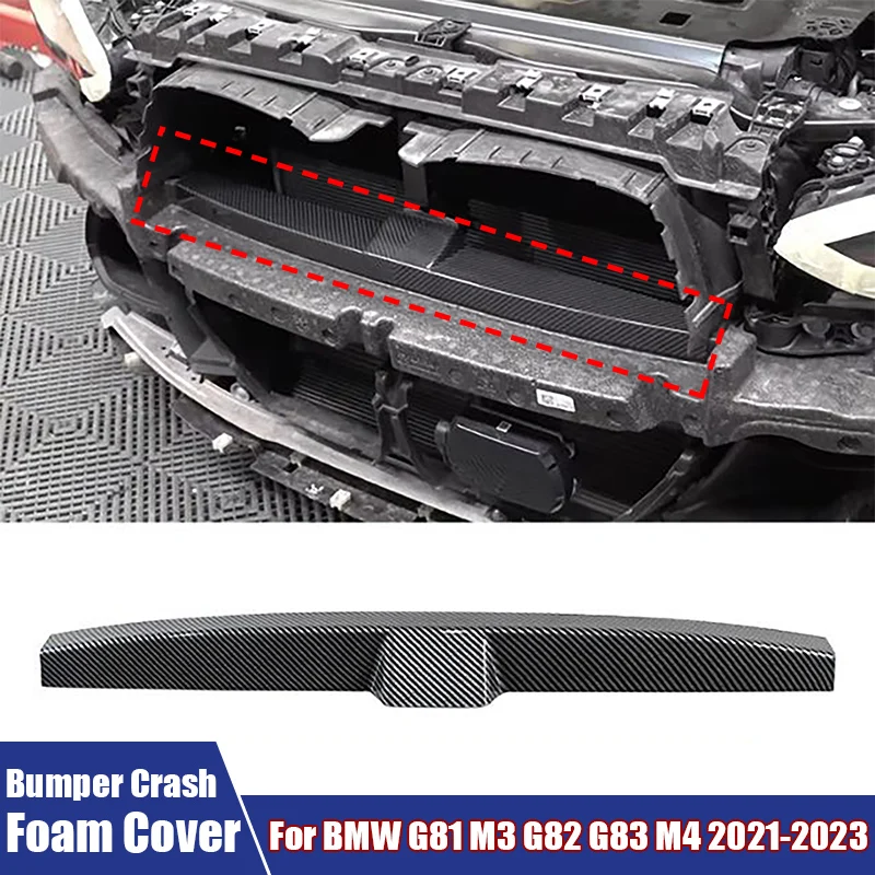

Car Front Bumper Crash Foam Cover Fit For BMW G81 M3 G82 G83 M4 2021-2023 Carbon Fiber, Glossy Black Anti-collision Foam Cover