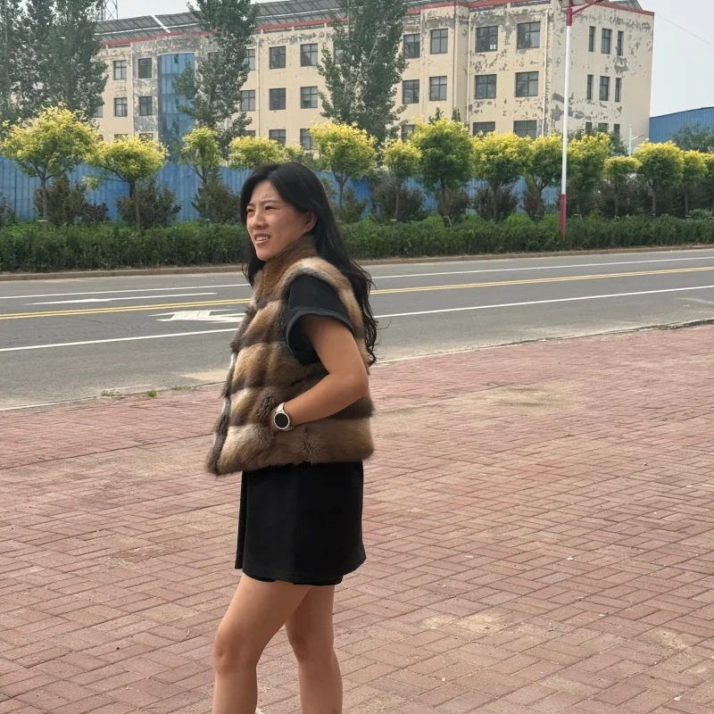 New High-End Luxury Musk Rat Fur Women's Jacket - Women's Genuine Leather and Real Fur