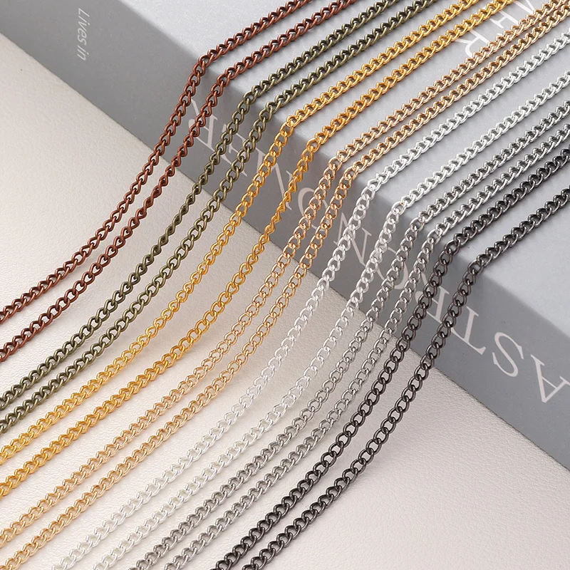 1/5M 1.3/1.6/2/2.5MM Seven Colors Copper-Clad Iron Chain Necklace Jewelry Making Discovery Handmade DIY Necklace Chain Materials