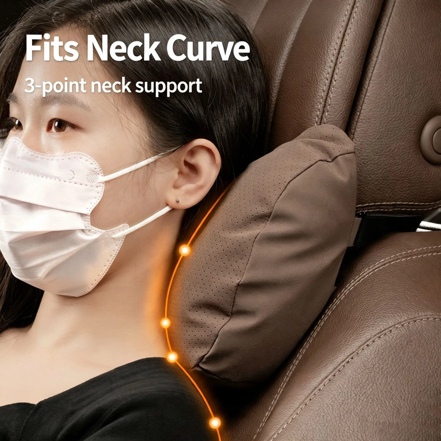 Comfortable Car Seat Neck Waist Cushion Suede Leather Car Headrest Lumbar Support Pillow For Maybach S-Class BMW Audi VW Nissan 3