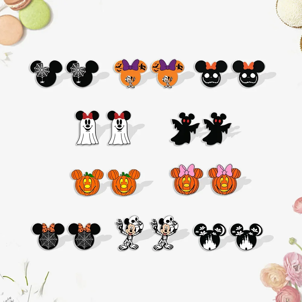 

New Disney Halloween Series Earrings Mickey Mouse Minnie Mouse Acrylic Earrings Halloween Decorations Children's Ear Studs