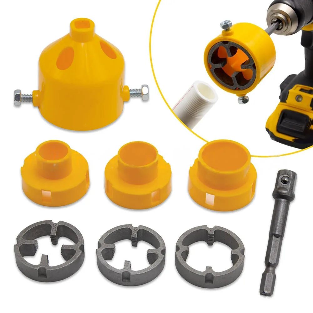 

PVC Pipe Threader Kit Pipe Threader Pipe Round Die With 1/2In 3/4 In 1 Inch PPRWaterPipeInternal =Thread =Opener Power Tool