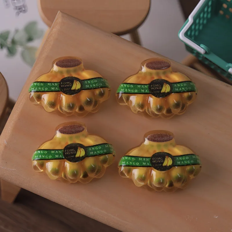 3pcs Mini Banana Model Banana Bunch Fruit Miniature Food DIY Resin Accessory Handmade Craft Decoration Pendant Home Decor