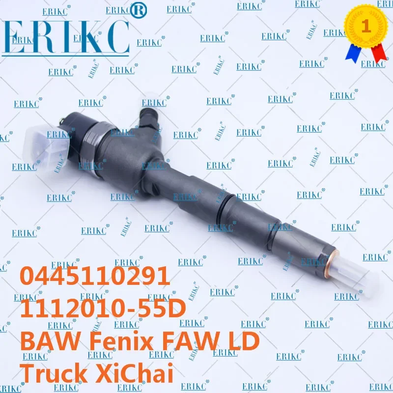 ERIKC Original 0445110291 1112010-55D Common Rail Injector 0445 110 291 Fuel Injector 0 445 110 291 for BAW Fenix FAW LD Truck