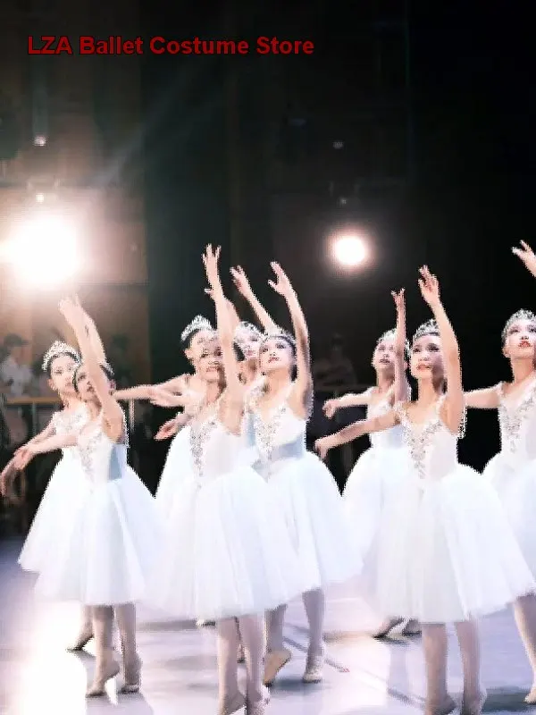 Clara White Swan Variation Skirt Simple Version White Long Performance Dress for Large Groups