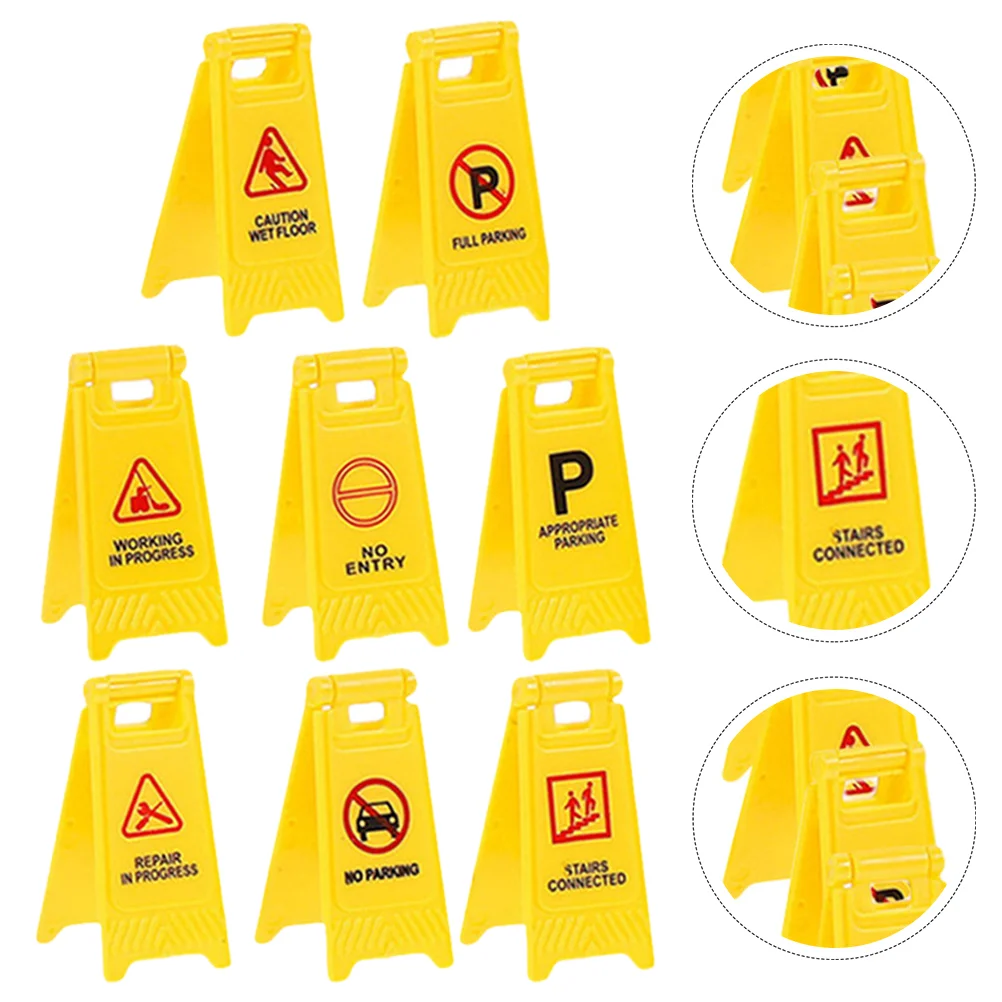 8 Pcs Children's Transportation Toys Kids Traffic Sign Models Plaything Small Warning Road Plastic Signs For Miniature