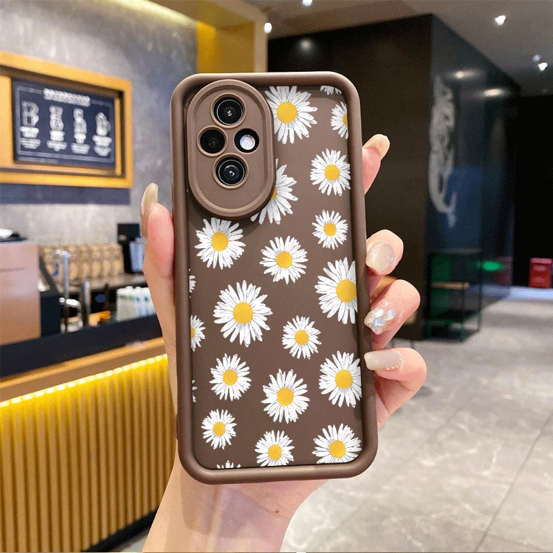 Leopard Print Phone Case for Honor Huawei 200 70 90 Lite Mate 20 Pro Nova 10 P20 30 40 9 X X8 5G Soft Covers Daisy Flower Fundas