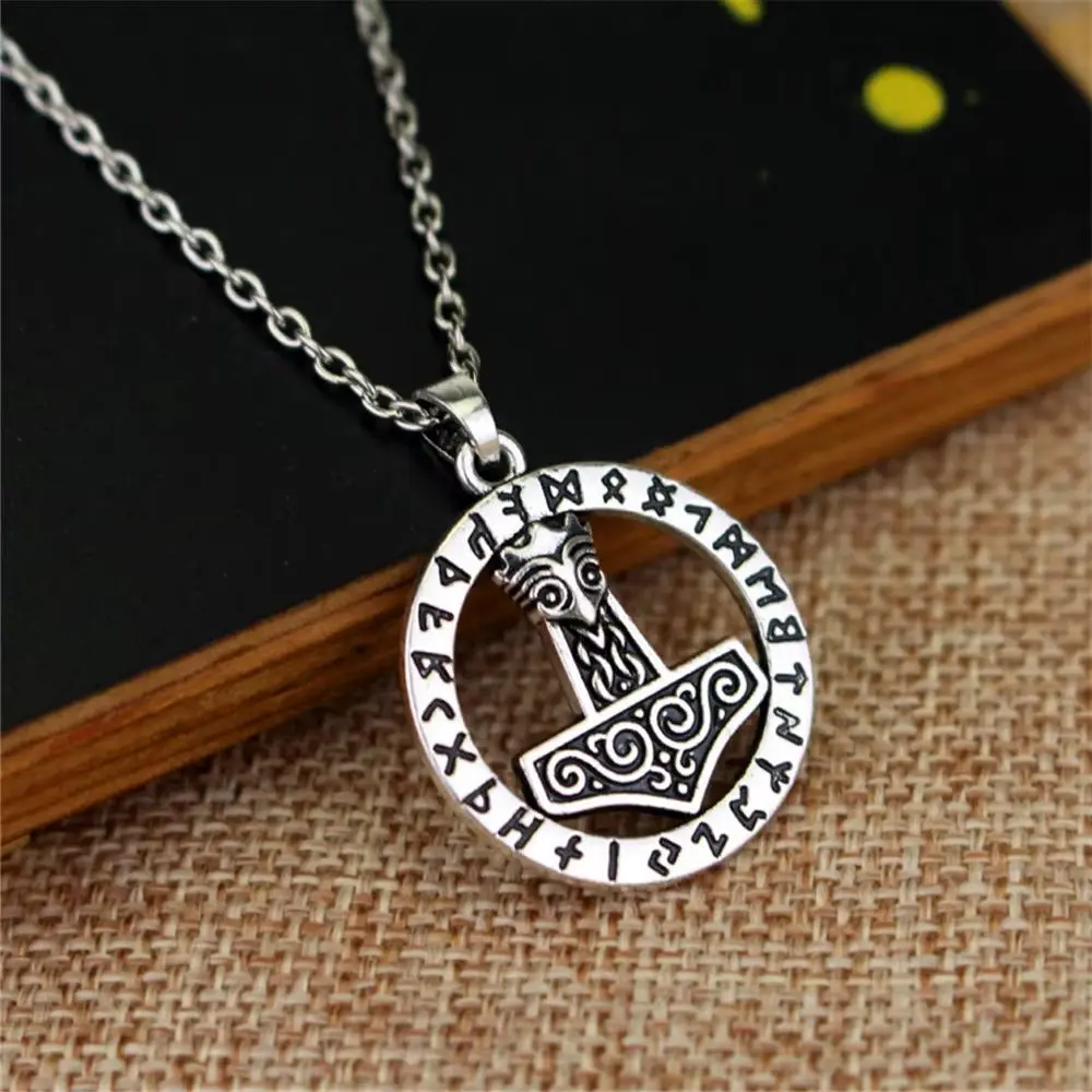 Vintage Newest Viking Necklaces Antique Silver Plated Thor Hammer Pendant Necklace For Men Women Mjolnir Jewelry Collares Gift
