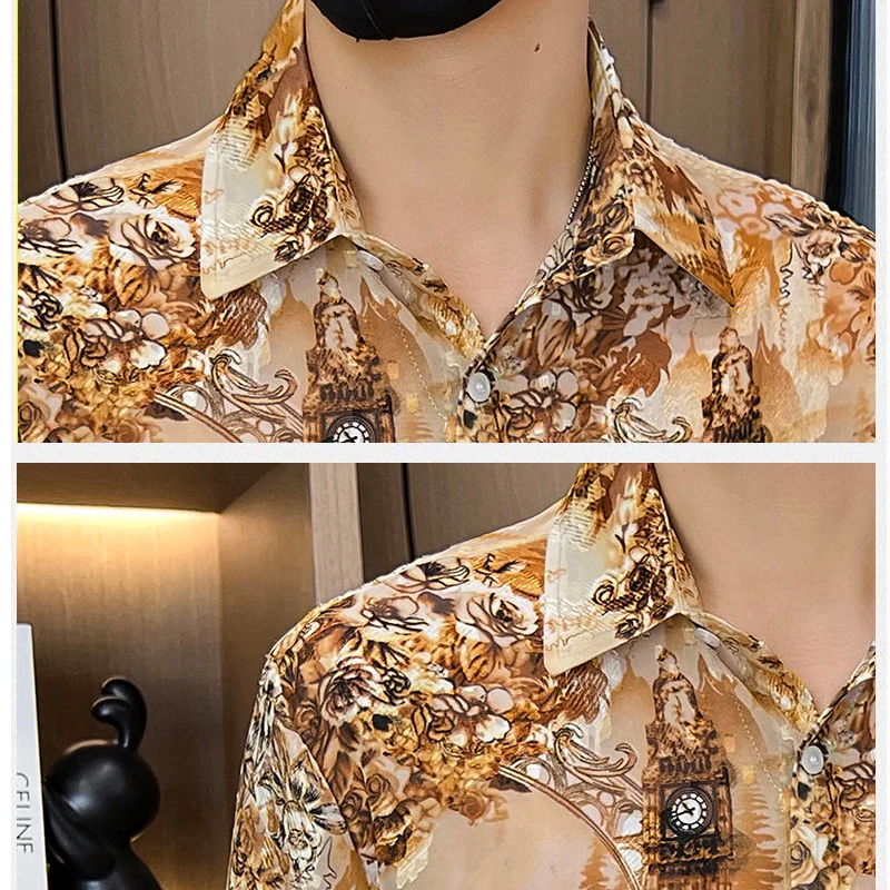 بلوزة رجالية للخريف ملابس رجالي قميص غير رسمي قميص عصري للربيع والشتاء فستان الشارع الشهير أنيق Hombre