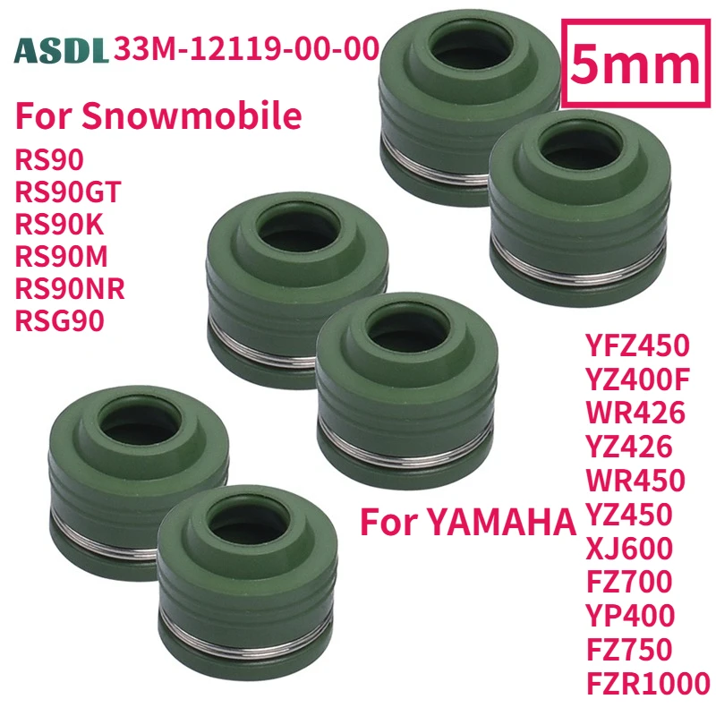 Retén de válvula de aceite de 5 mm para motos de nieve RS90 RS90M Vector, compatible con YAMAHA XJ600 YFZ450 FZR1000 YFZ450R YZ400F WR426 YZ426 WR450 YP400