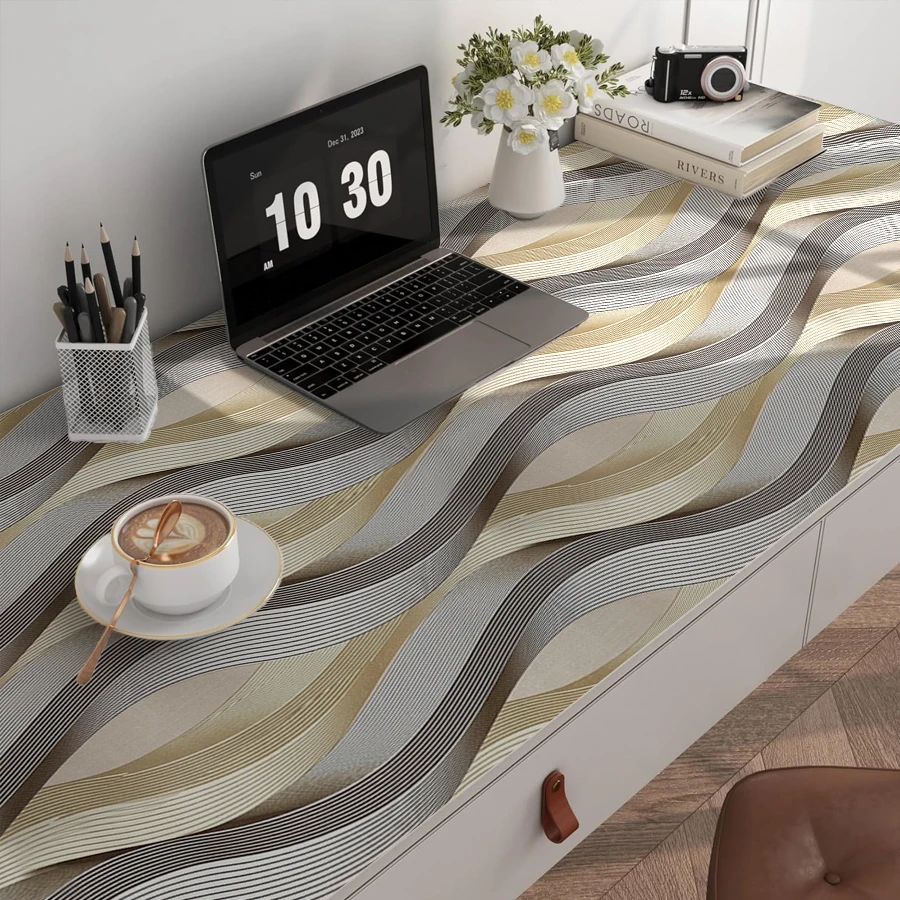 Luxuriöse 3D-Wellenmuster-Tapete Goldene Metallische Textur Wandbild für Nachtclub Bar Studio Modernes Innendesign Hochwertige Optik – Detail 5