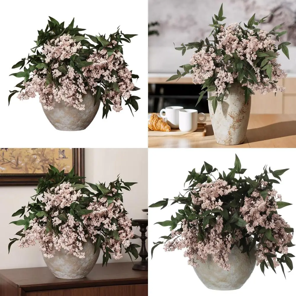 

Набор из 3 искусственных розовых веток с ягодами, реалистичные пучки седума для свадеб, сезонный декор для дома (35 дюймов)