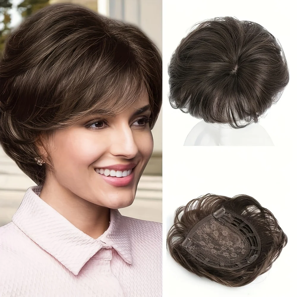 Топпер для волос на клипсе с челкой - расслабленный длинный синтетический парик в стиле пикси для женщин с истонченными волосами, прямые, естественные, легкие W