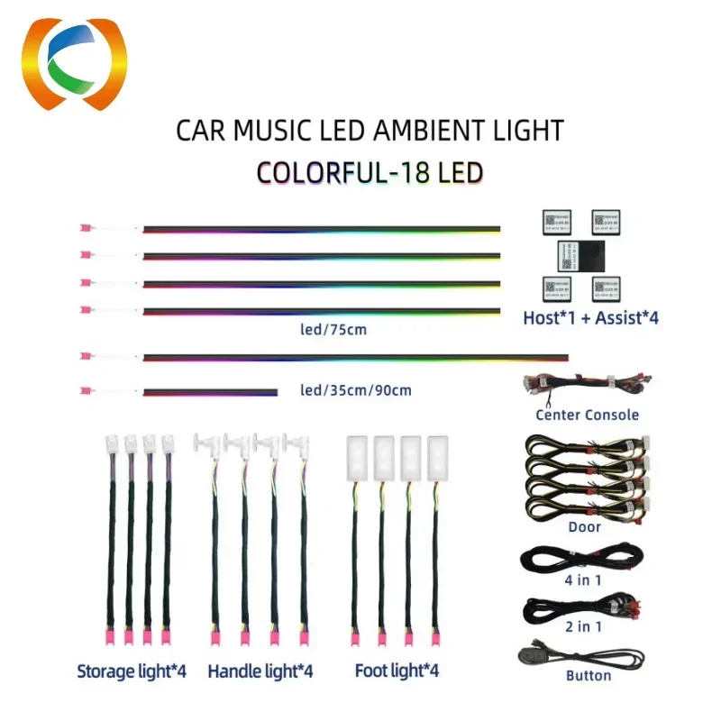 

Car atmosphere light full color car interior modification led phantom light guide strip voice-activated rhythm atmosphere light