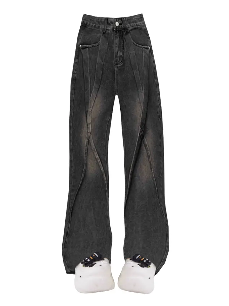 Donne Nero Gotico Jeans Harajuku Y2k Giapponese 2000s Stile Baggy Denim Pantaloni Oversize Jean Pantaloni Vintage Trashy Vestiti 2024