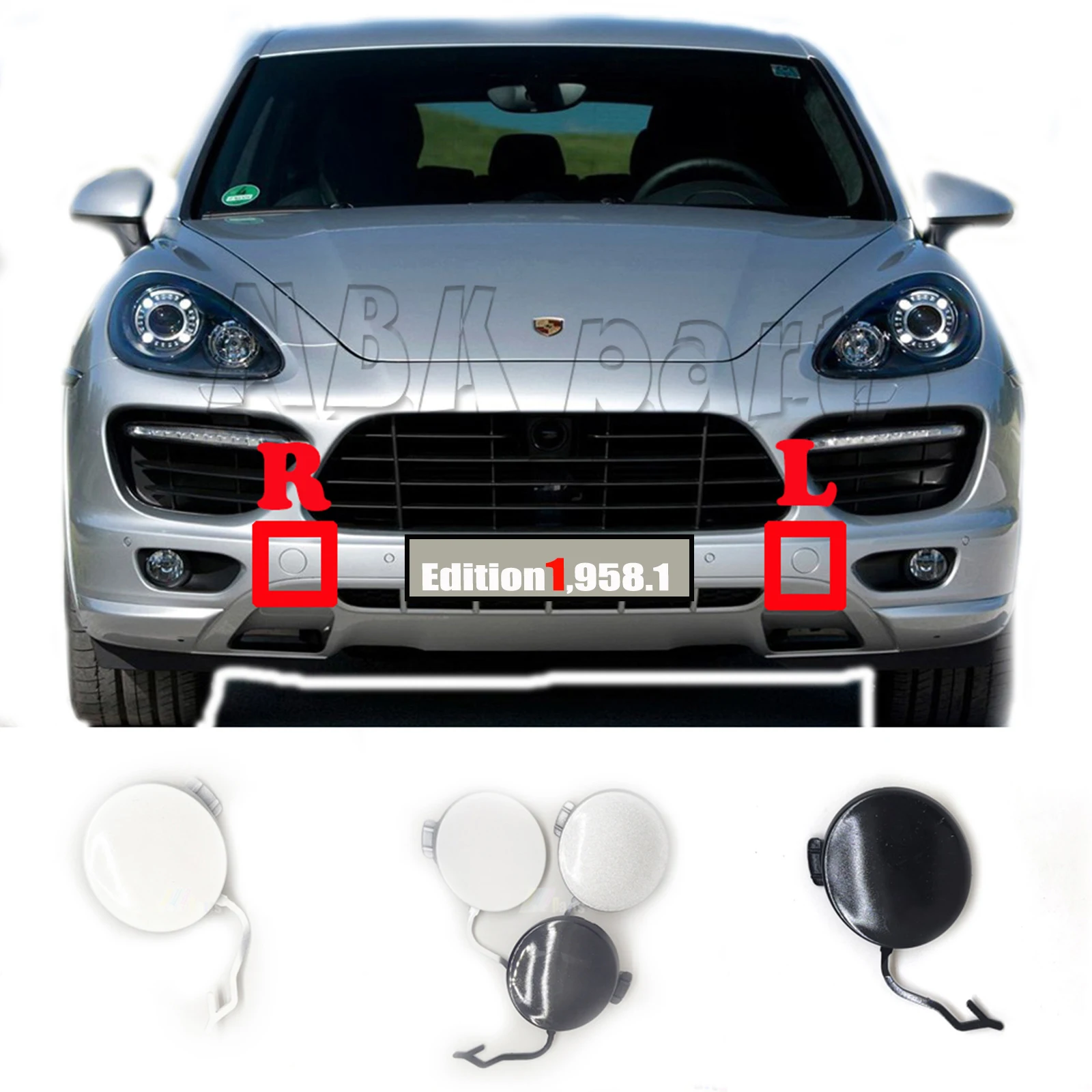 Fit 11-14 L&R Porsche Cayenne 958 GTS S Turbo Base Sport Front Tow Eye Cover Cap 95850515500 95850515600