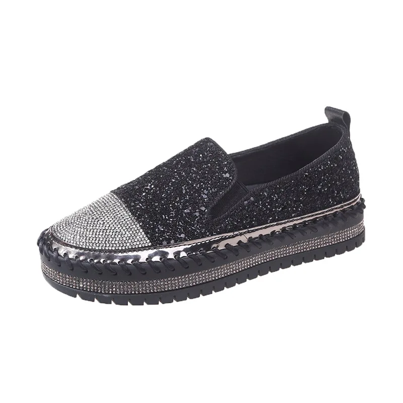 Womens Loafers Shoes Mixed Colors All-Match Round Toe Slip-on Crystal Clogs Platform Female Footwear Casual Sneaker Modis Summer