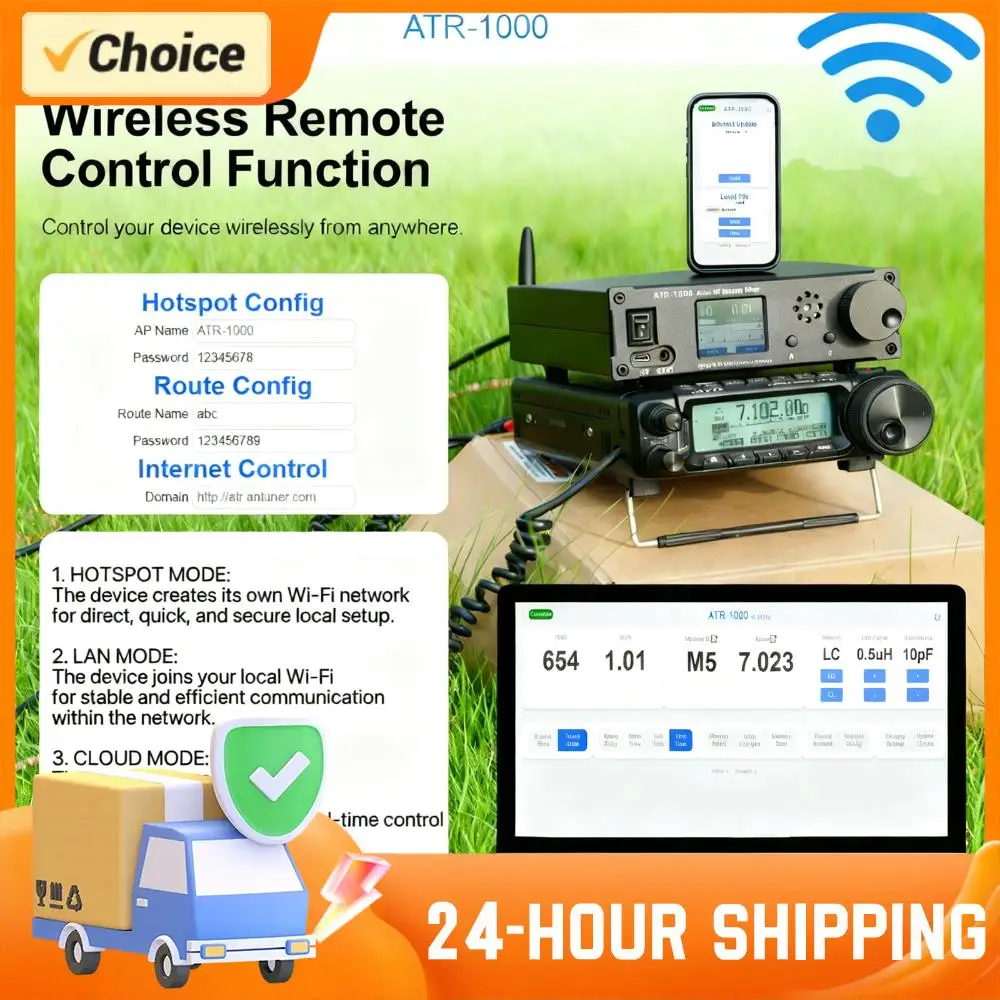 AMNVOLT ATR1000 HF 단파 라디오 안테나 튜너 (1.8-30MHz, 1000W) WiFi 원격 제어 지원 YAESU ICOM 햄 라디오 장비용