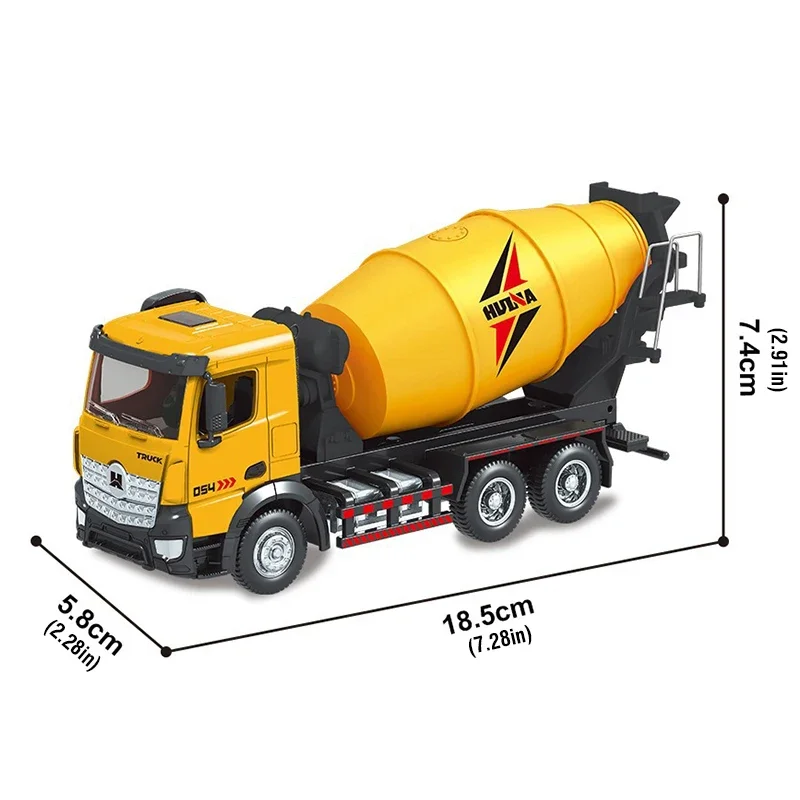 Huina 1/50 Alloy Mixer Truck Pull Back Simulation Dump Truck Model Engineering Car Soil Transport Vehicle Kids Toys Boy Gifts