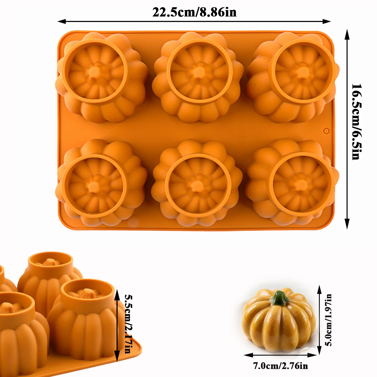Halloween-Themed Pumpkin Baking Mold, Non-Stick and Easy to Demold, Food-Grade Silicone, Can Be Used to Make Pumpkin-Shaped Mousse, Cupcakes, Chocolate, Cake Decorations, and Other Baked Goods, Halloween Theme, Holiday