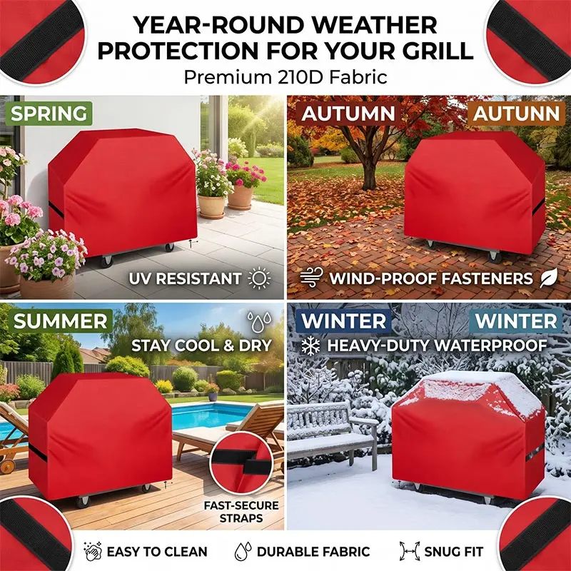 210D BBQ Cover Dustproof Waterproof Thickened Outdoor Grill Hood Protective Stove Cover Camping Picnics Rainproof BBQ Cover - view 5