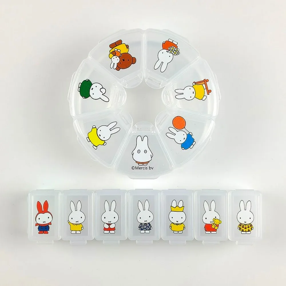 Estojo Organizador Portátil de Remédios e Joias Pequenas Miffy Coelho: Mini Caixa Leve e Fofa para Pílulas, Brincos e Acessórios