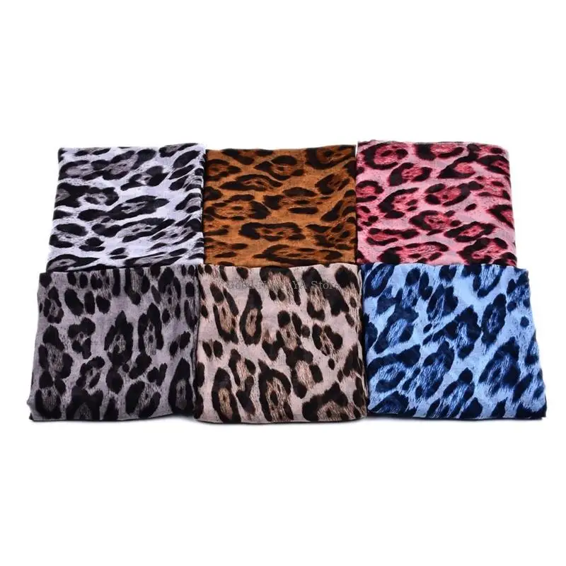  Lightweight Leopard Pattern Shawl Shoulder Wrap Headscarf Stylish Neck Scarf For Hiking Cycling Year Round