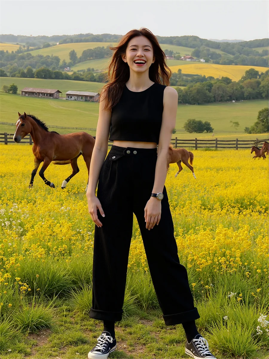 امرأة السراويل مكتب الأبيض الخريف الحد الأدنى نمط سيدة خط نظيف تصميم بسيط الأساسية عادية عالية الارتفاع مستقيم الساق عمل أنيق #2