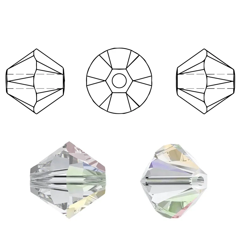 120pcs 4mm Electroplated Multicolor Bicone Beads for Jewelry Bracelet Making Bulk Faceted Crystal Glass Briolette Beads