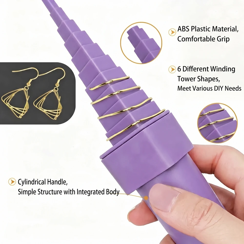 6pcs Plastic Step Cone Mandrel Set for Wire Wrapping DIY Craft Multi Shape Quilling Modeling Tool Professional Jewelry Tools