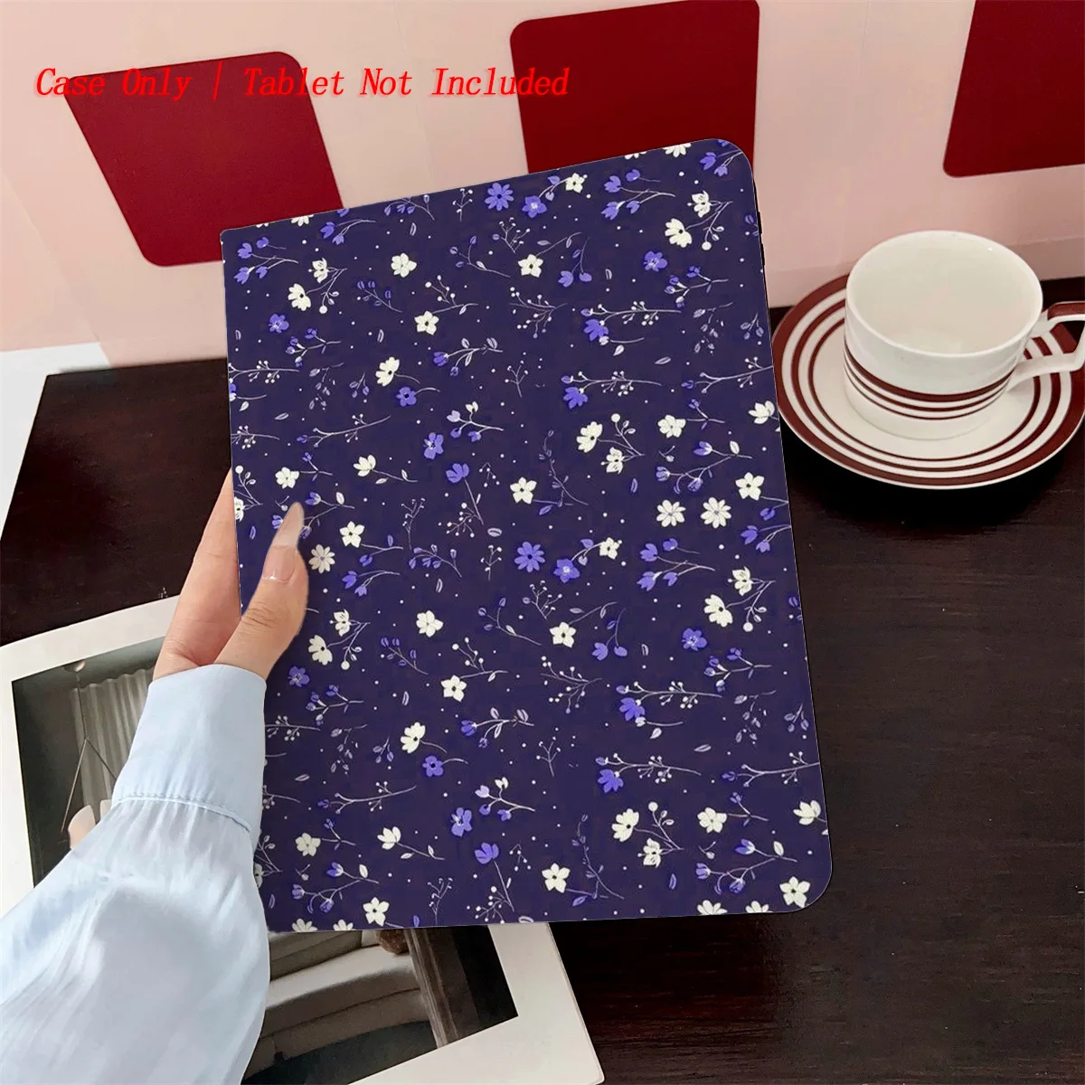 

Lovely Purple & White Tiny Flowers iPad Case for Air 5 10.9 Mini 7 8.3 11th Gen 10.2 Anti-Scratch Auto Wake/Sleep