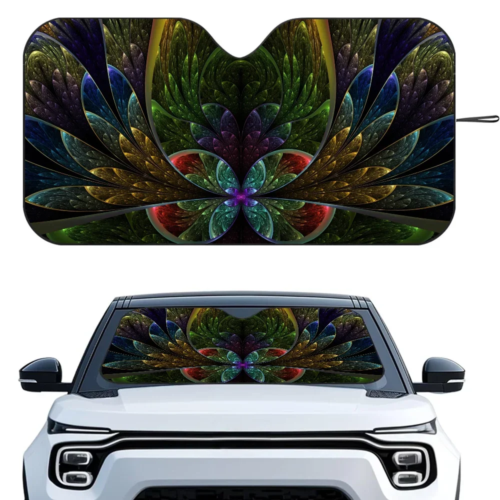

Psychedelic Fractal Art Car SunShade Heat-insulating Aluminum Film Windshield Sunshades UV Rays Blocks Car Sun Visor Protector
