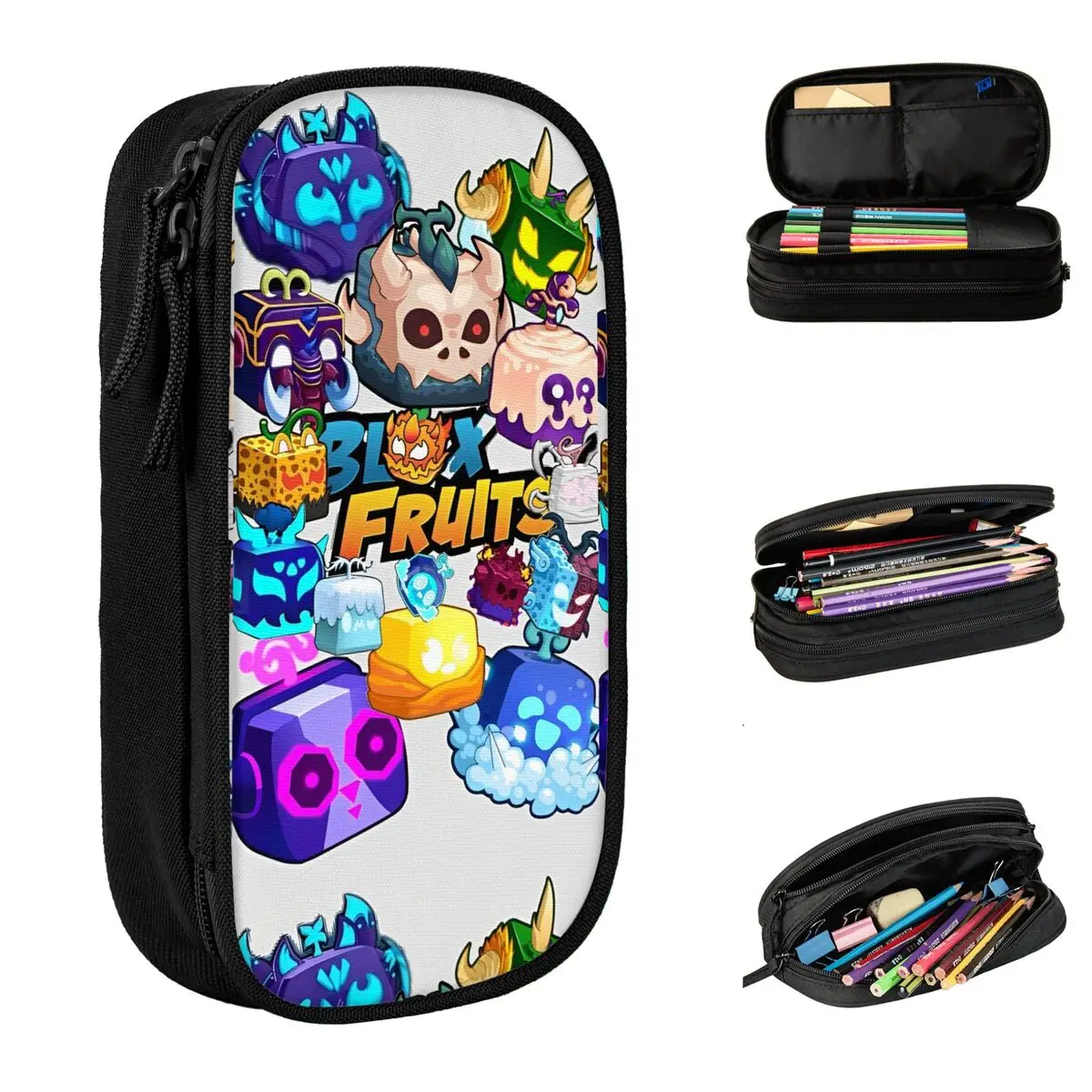 

Пенал Blox Fruits, сумки для ручек, большие вместительные офисные пеналы на молнии для девочек и мальчиков