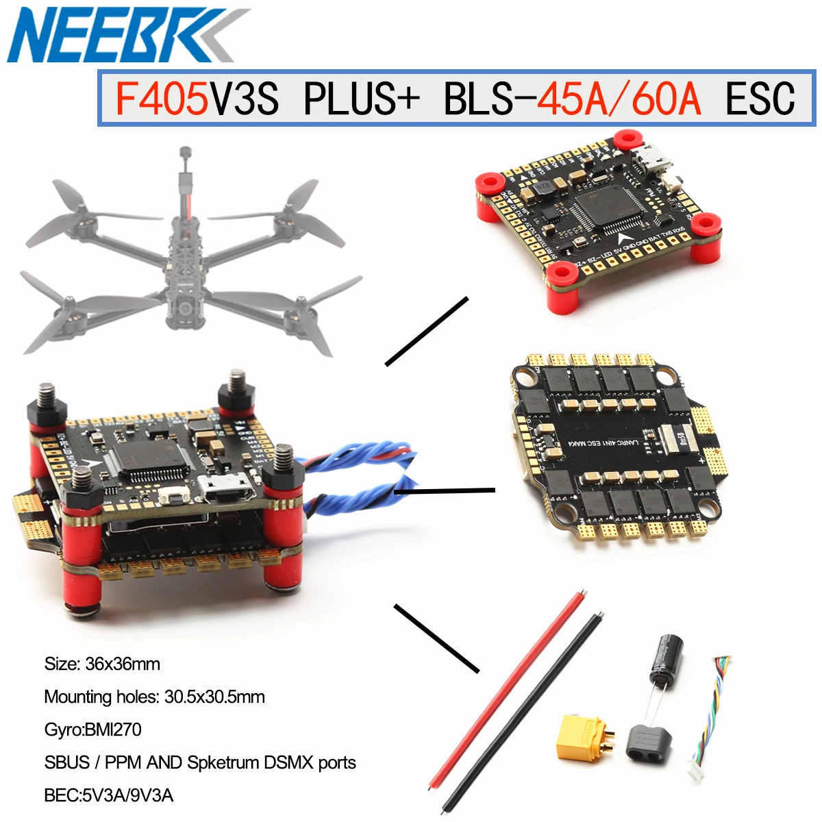 

F4V3S F4 V3 V3S PLUS FC Flight Controller Board Barometer OSD BLS 45A 60A ESC MARK 4 APE Quadcopter 7inch RC Drone FPV Racing