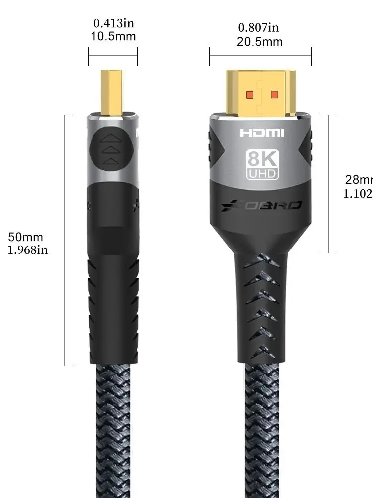 8K HDMI Cable 2.1 48Gbps  High Speed HDMI Braided Cord-4K@120Hz 8K@60Hz, DTS:X, HDCP 2.2 & 2.3, HDR 10 for Compatible Laptop/PS5