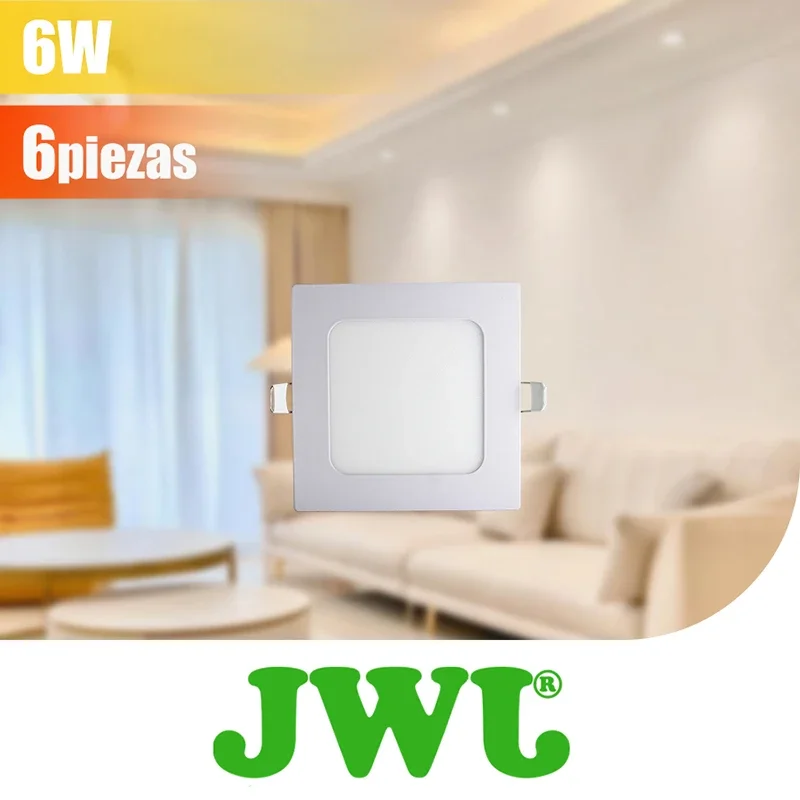 JWJ 6pcs 6W ultra-thin embedded LED square downlight spotlights highlight non-glare household commercial LED panel lights