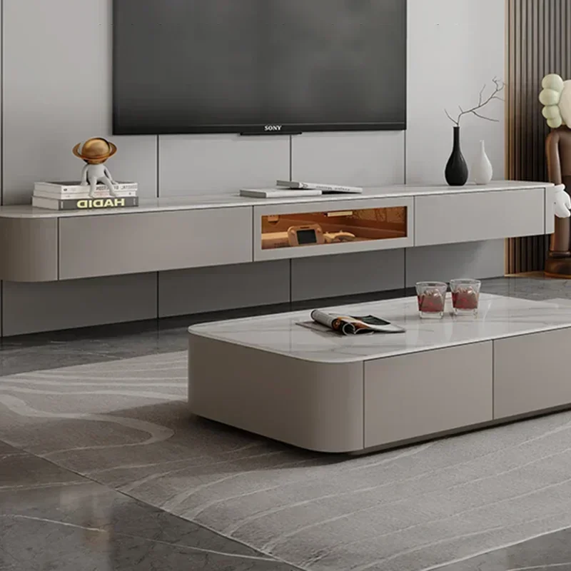 Luxury Floating Tv Stand Living Room Shelves Mirror Nordic Bedroom Tv Cabinet Salon Modern Archivadores Postmodern Furniture