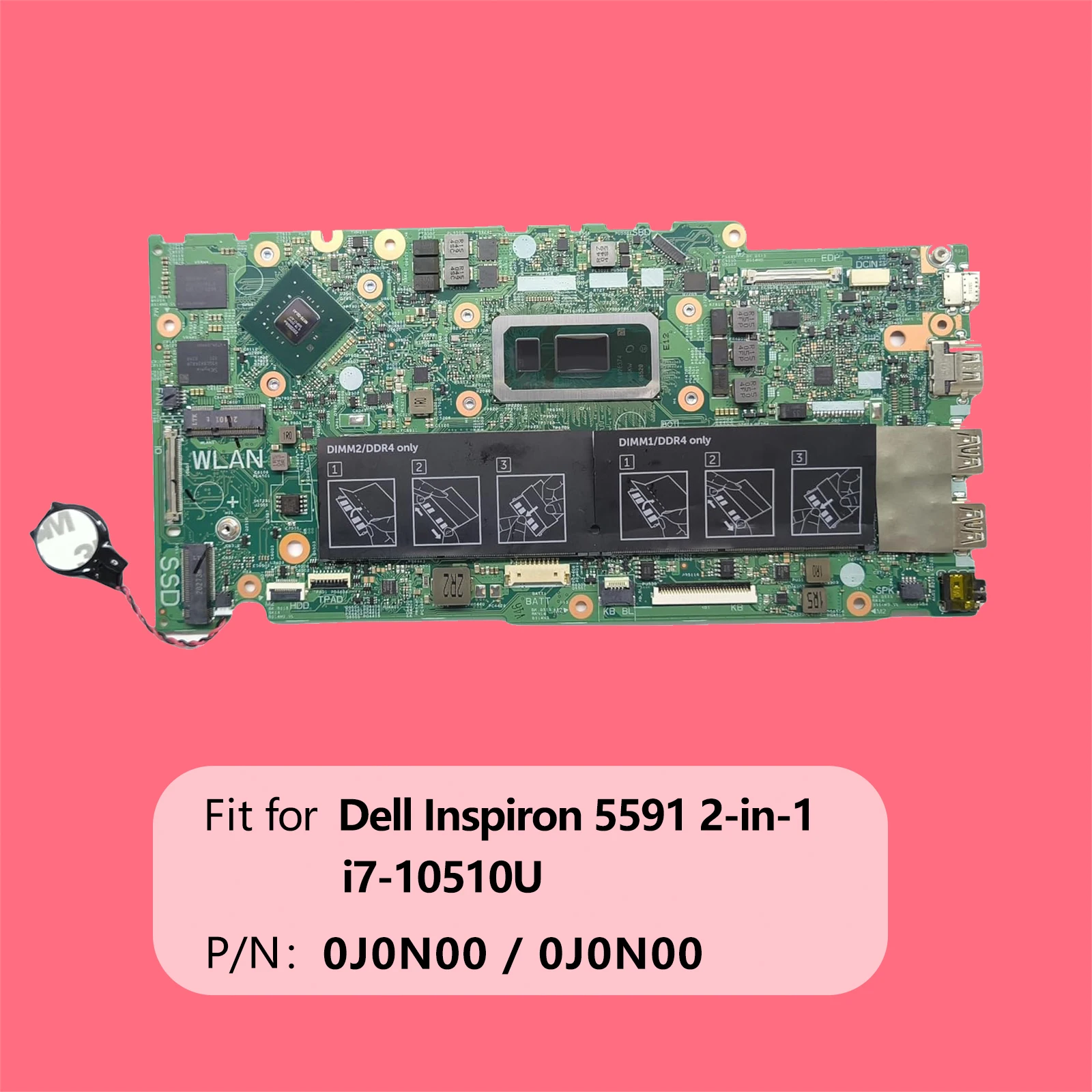 Laptop Motherboard Bucky/BenSolo WHL/CNL 17859-1 for Dell Inspiron 5491 2-in-1 System Board i7-10510U Processor MX230 2GB 0J0N00