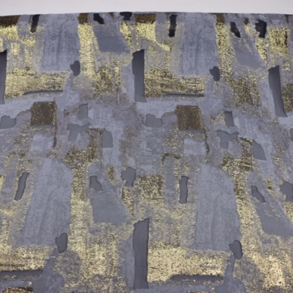 現代的な抽象的な高級通気性のある光沢のあるシルク麻メタリックジャカード生地、女性の素晴らしいパーティードレス用