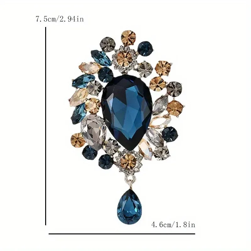 Women\'s Retro Crystal Brooch Fashion Flower Pin Exquisite Clothes Accessories